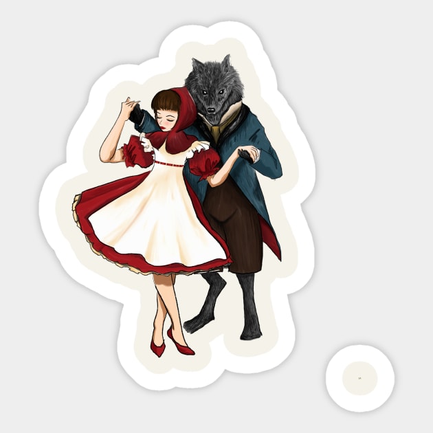 A Dangerous Dance, Red Hood And The Wolf Sticker by LittleBunnySunshine